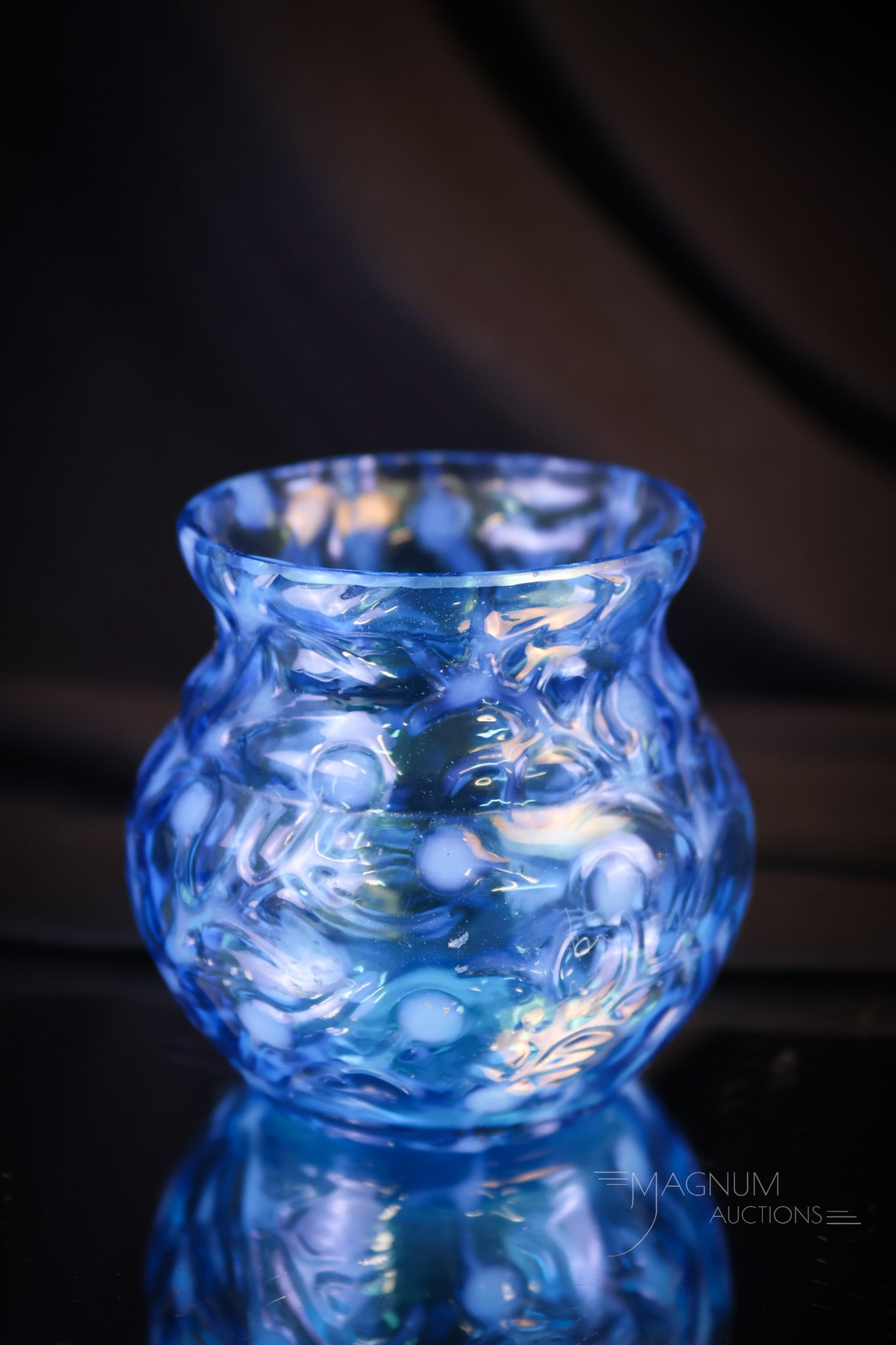 Scarce Victorian Blue Opalescent Seaweed Toothpick Holder (1 of 4)