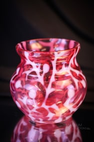 Scarce Cranberry Opalescent Victorian Glass Toothpick Holder