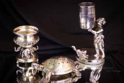 3 pc Lot Victorian Figural Silverplate Toothpick Holders