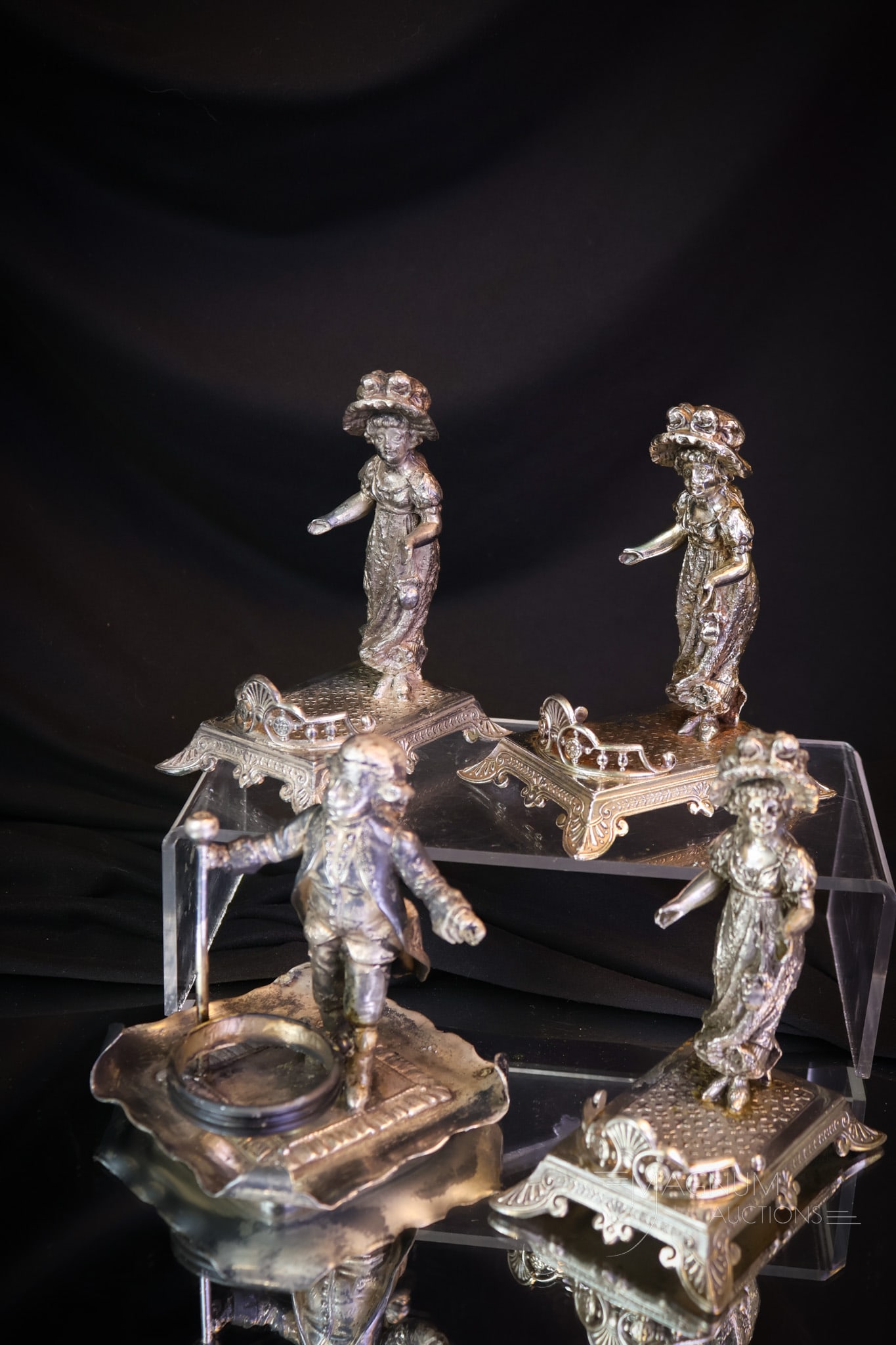 4 pc Lot Figuiral Silverplate Kate Greenaway & MoreToothpick Holder Frames (1 of 6)