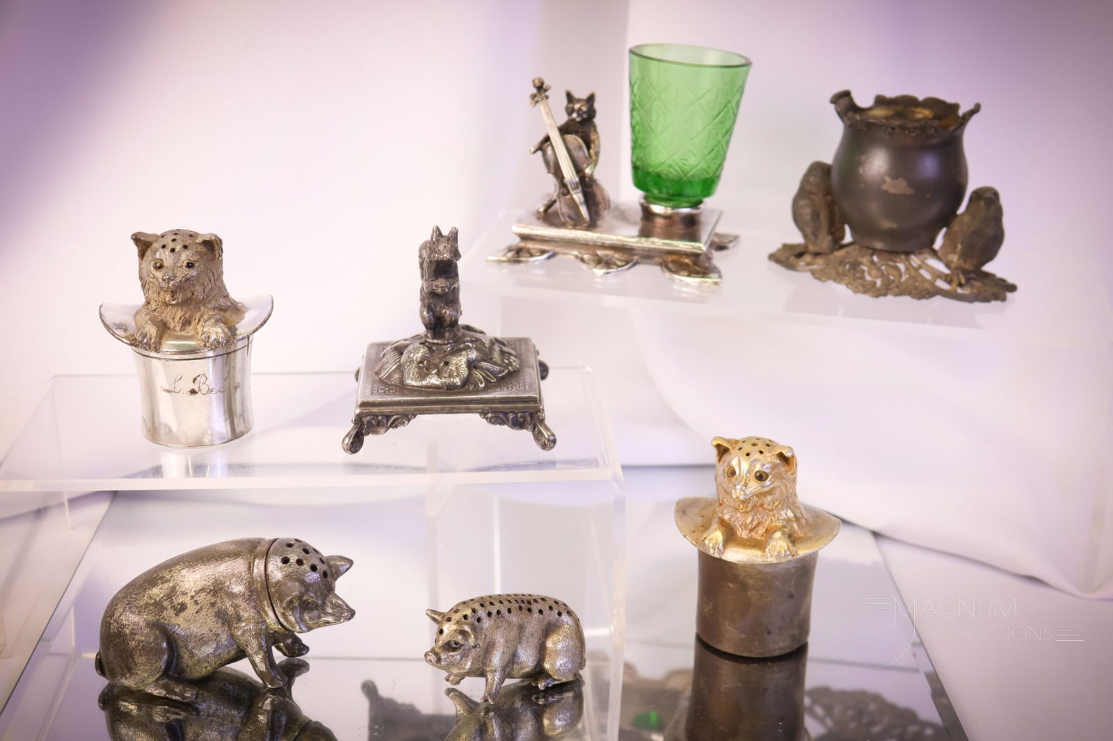 7 pc Lot Victorian Figural Silverplate Toothpick Holders & Shakers (1 of 4)