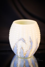 Libbey Maize Blue Husk Victorian Custard Glass Toothpick Holder
