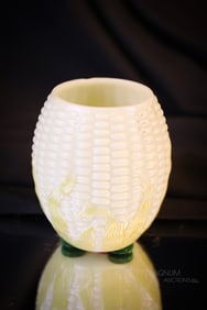 Libbey Maize Custard Victorian Glass Brown Husk Toothpick Holder