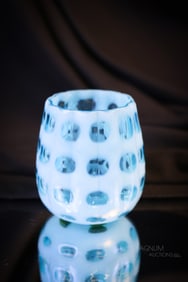 Scarce Victorian Blue Opalescent Polka Dot Toothpick Holder
