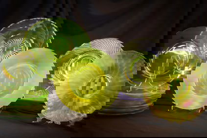 15 pc Vaseline Glass Plate-o'rama Extravaganza