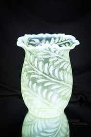 Vaseline Uranium Opalescent Albany Model Flint Fern Celery Vase