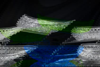 3 pc Lot Vaseline Uranium & More Glass Yachts Boats