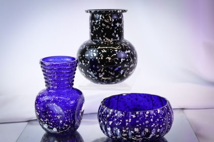 3 pc Lot Hobbs Victorian Spangle Glass & More