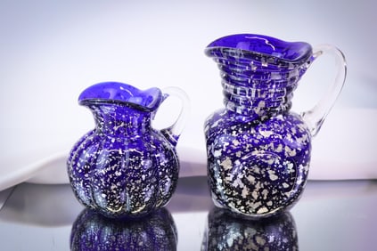 2 pc Lot Hobbs Victorian Spangle Glass