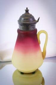 Rare Hobbs Wheeling Peachblow Victorian Glass Syrup Pitcher