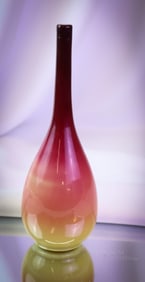 Hobbs Wheeling Peachblow Victorian Glass Bottle Vase