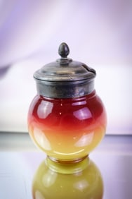 Hobbs Wheeling Peachblow Victorian Glass Mustard Jar