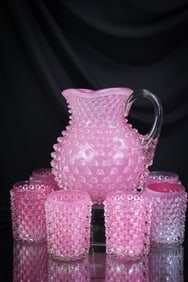 7 pc Hobbs Cased Glass Victorian Water Set