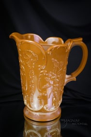 McKee Wild Rose & Bowknot Victorian Chocolate Glass Water Pitcher