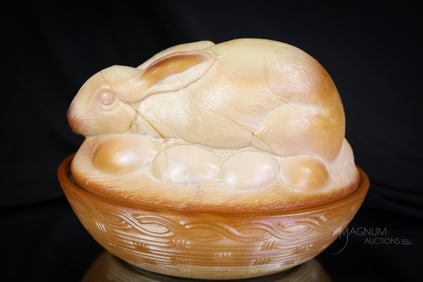 Fenton Chocolate Glass Rabbit on Nest
