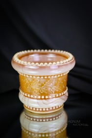 Greentown Holly Amber Victorian Toothpick Holder