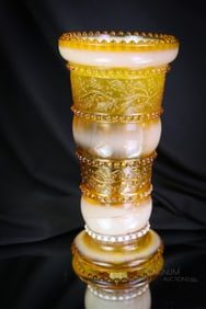 Greentown Holly Amber Victorian Glass Vase