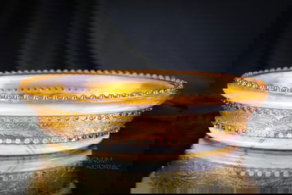 Greentown Holly Amber Victorian Glass 7 1/2" Oval Bowl