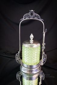 Union Victorian Silverplate Vaseline Uranium Finecut Pickle Castor
