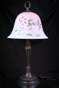 Fenton Blue Burmese "Lily Garden" Connoissear Collection Table Lamp