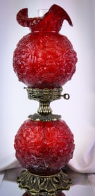 Fenton Art Glass Ruby Poppy GWTW Lamp