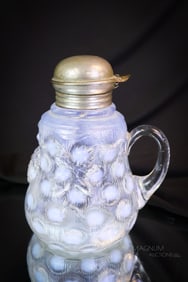 Rare Northwood Grap & Leaf Opalescent Victorian Syrup Pitcher