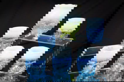 6 pc Lot Albany Glass Rare Tumblers Vaseline Uranium Celery & More