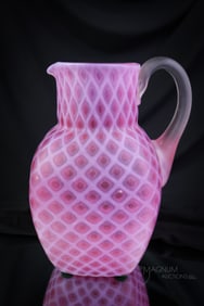 Scarce Phoenix Cranberry Opalescent Satin Glass Water Pitcher