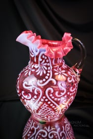 Northwood Cranberry Opalescent Arabian Nights Water Pitcher