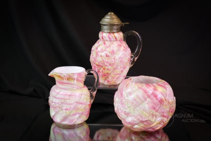 3 pc Lot Northwood Rainbow Cased Royal Ivy Victorian Glass