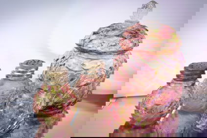 4 pc Lot Northwood Royal Ivy Craquelle Victorian Glass