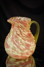 Northwood Vaseline Cranberry Uranium Spatter Victorian Satin Glass Pitcher