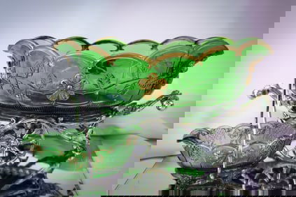 2 pc Lot Victorian Glass & Silverplate Brides Bowls Miniature & More