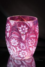 Rare Cranberry Floradine Glossy Victorian Glass Tumbler