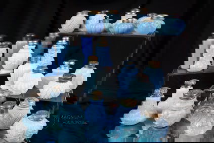 25 pc Lot Victorian Blue Glass Salt Shakers