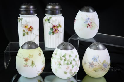 6 pc Lot Mt. Washington & More Glass Victorian Sugar Shakers