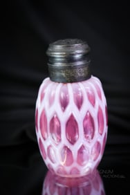 Very Rare Cranberry Opalescent Honeycomb Victorian Glass Salt Shaker
