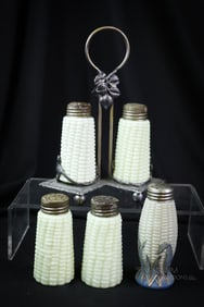 5 pc Lot Victorian Glass Corn Shakers