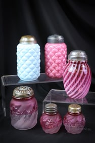 6 pc Lot Victorian Glass Salt & Sugar Shakers