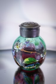 Very Rare Greenarina Victorian Enameled Glass Salt Shaker