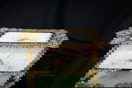 Wavecrest Victorian Glass Ormulu Trinket Brush Holder Dresser Item