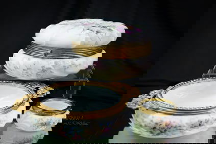 3 pc Lot Wavecrest Victorian Glass Dresser Box & More