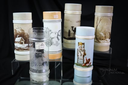 6 pc Lot Smith Bros. Victorian Glass Cylinder Vases