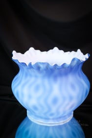 Scarce Victorian Blue Cased Art Glass Oil Gas Lamp Shade