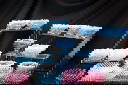 16 pc Lot Victorian Opalescent Glass Berry Bowls