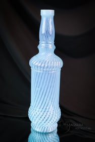 Blue Opalescent Victorian Northwood Glass Swirl Bar Bottle
