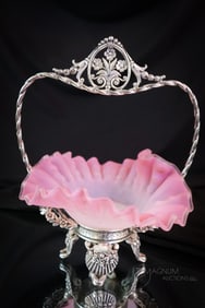 Tufts Silverplate Victorian Miniature Heart Shaped Brides' Basket