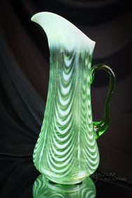 Northwood Green Opalescent Victorian Glass Tankard Pitcher