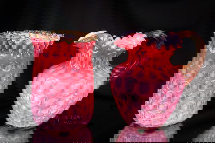 2 pc Lot Phoenix Pink Cased Honeycomb Victorian Glass