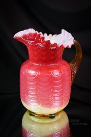 Scarce Phoenix Peachblow Drape Victorian Glass Water Pitcher